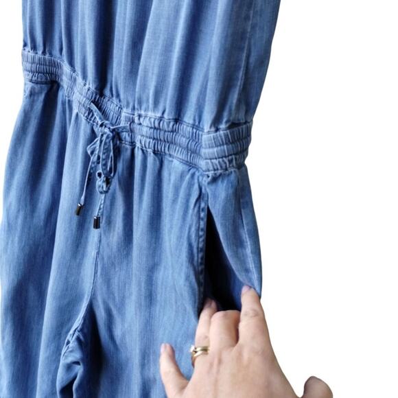 Joan Vass New York Tencel Lyocell Sleeveless Jumpsuit Size M - Blue - Minimalist - Picture 5 of 11